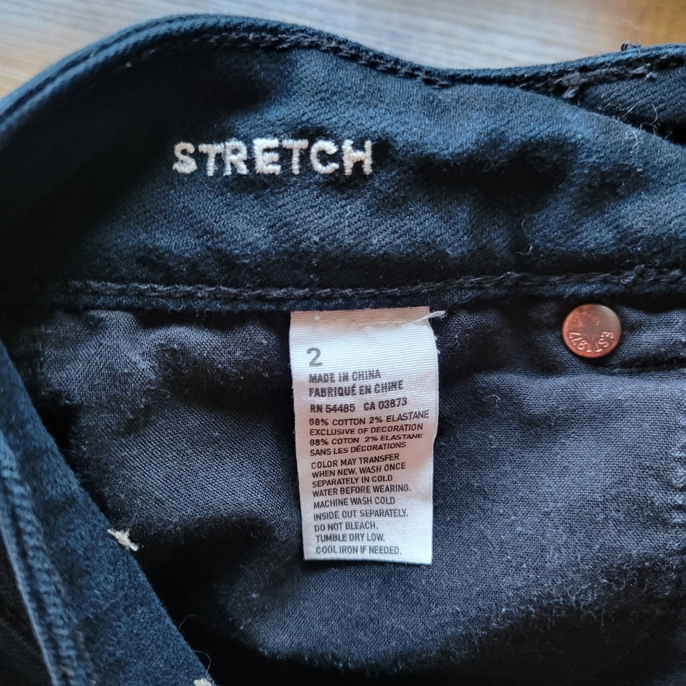 American Eagle Distressed Jean Shorts Cut Off Stretch Denim Black Women's Size 2 - Picture 5 of 5